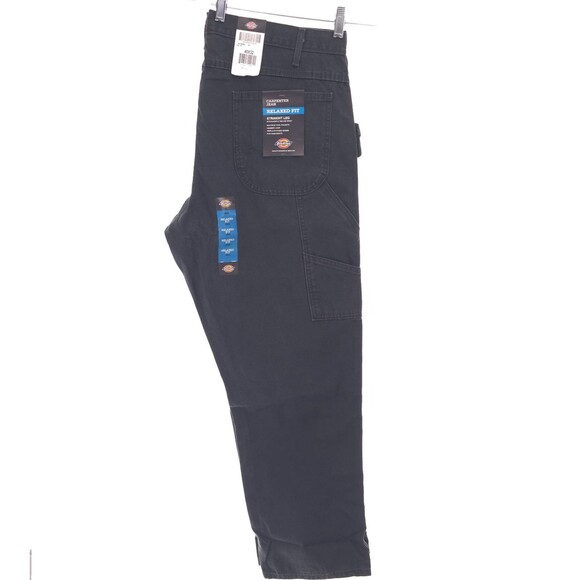 Dickies Carpenter Relaxed Fit Sanded Duck Mens 40x32 Rinsed Black Canvas Jeans N - Picture 4 of 12